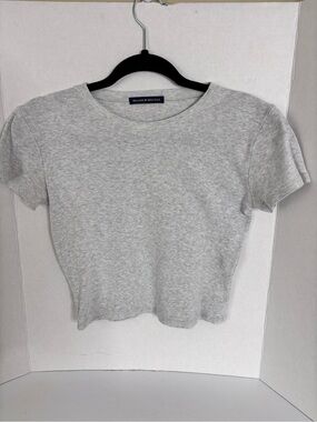 Brandy Melville Light Gray Crewneck Crop Tee